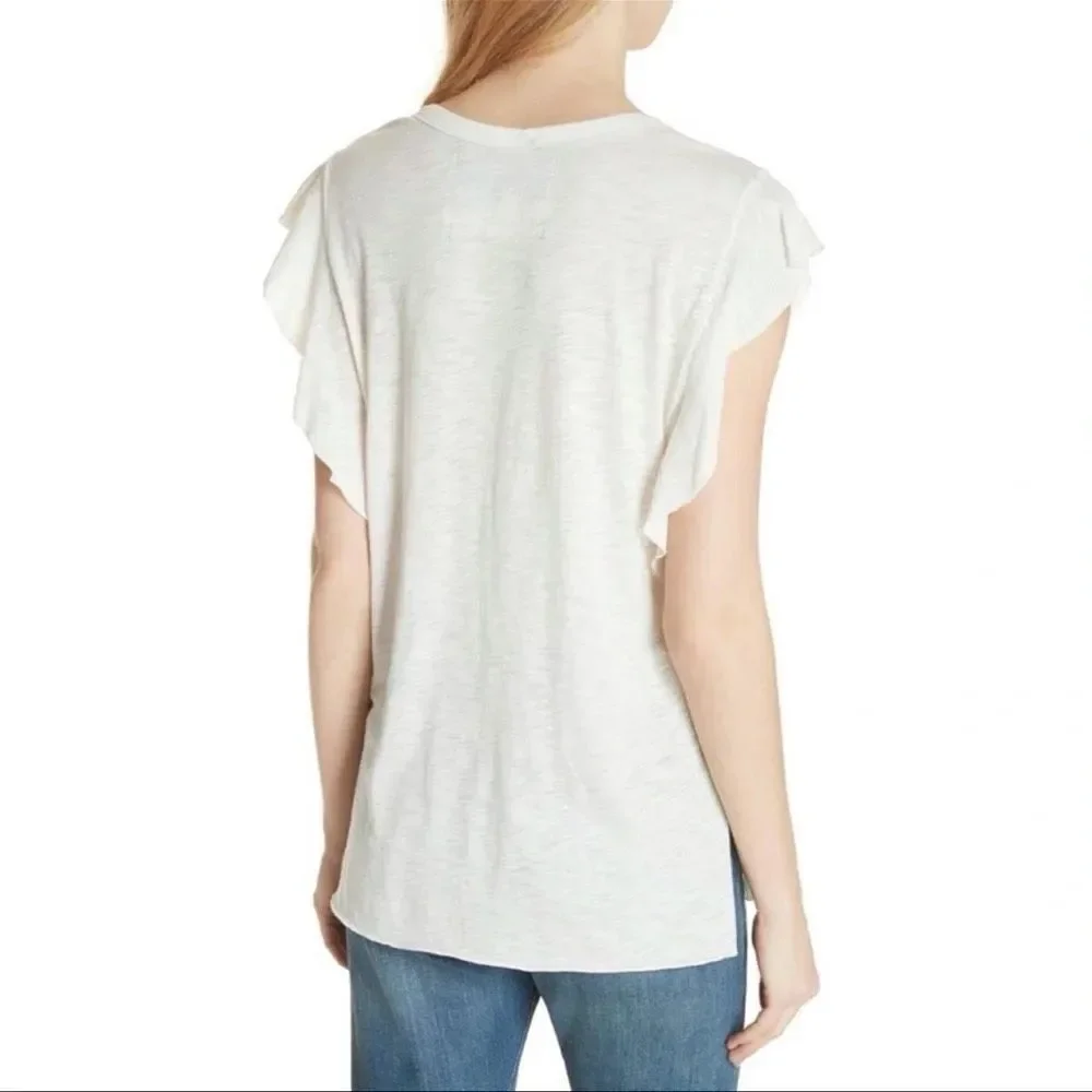 Free People Ivory Flutter Sleeve Pocket Tee Boho Casual Size XS